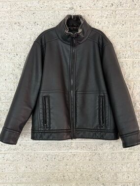 Calvin Klein Faux Leather Bomber Jacket with Faux Fur Lining; Men’s XL/XXL